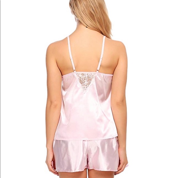 Pink satin and lace camisole and shorts Sleepwear - Picture 3 of 4
